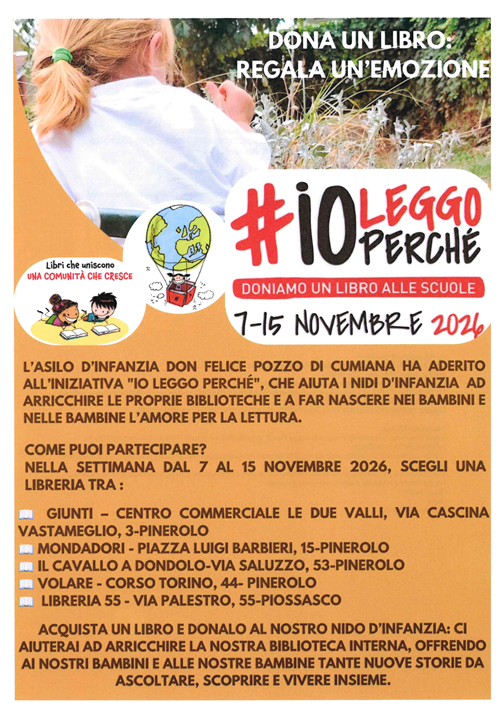Dona un libro all'Asilo d'Infanzia Don Felice Pozzo