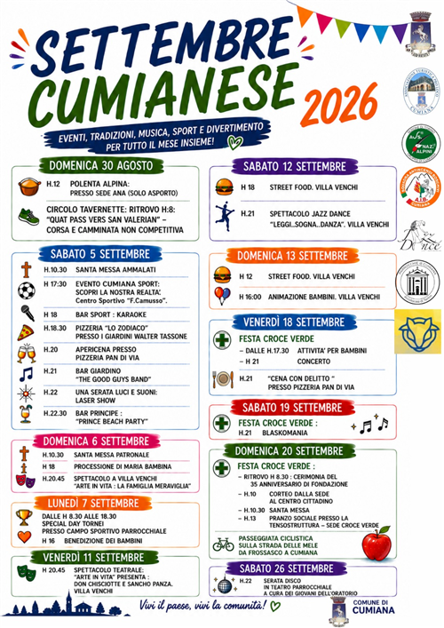 Settembre cumianese 2026 - Programma